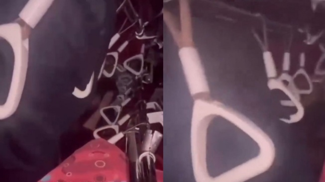 Suasana di dalam KRL pasca tabrakan (X/NenkMonica)