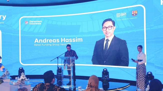 Acara pengundian Program  BRI Debit FC Barcelona Periode 1 Tahun 2026, di Gedung BRI Jakarta. (Suara.com/Muhammad Rhadzaki Ramadhan)