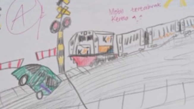 Gambar Karya Anaknya 2 Minggu Lalu Mirip Kecelakaan KRL Bekasi, Seorang Ibu Minta Maaf