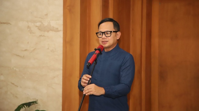 Wamendagri Bima Arya Sugiarto menyatakan bahwa sudalah lama ingin bertandang ke Pacitan. (Dok: Puspen Kemendagri)