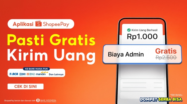 Aplikasi ShopeePay Perkenalkan Kampanye Terbaru Pasti Gratis Kirim Uang ke Bank dan E-Wallet