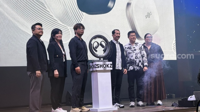 Peluncuran Shokz OpenFit Pro di Jakarta, Kamis (7/5/2026). ]Suara.com/Agnes]