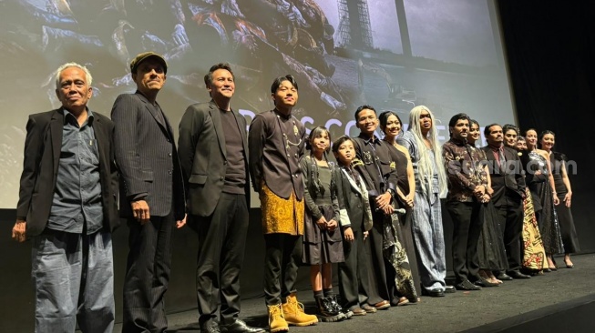 Konferensi pers film Tumbal Proyek di kawasan Kuningan, Jakarta Selatan pada Kamis, 7 Mei 2026 [Suara.com/Tiara Rosana].