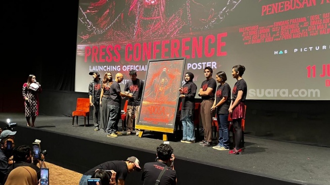 Jumpa pers film Dosa di kawasan Kuningan, Jakarta Selatan pada Sabtu, 9 Mei 2026, [Suara.com/Tiara Rosana]
