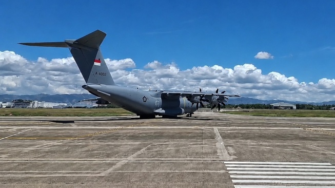 Pesawat Airbus A400M milik TNI Angkatan Udara. [Suara.com/Paspampres]