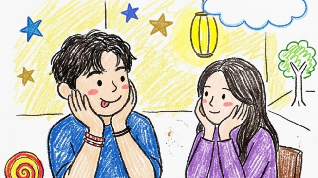 Edit foto crayon style pakai prompt AI. [ChatGPT]