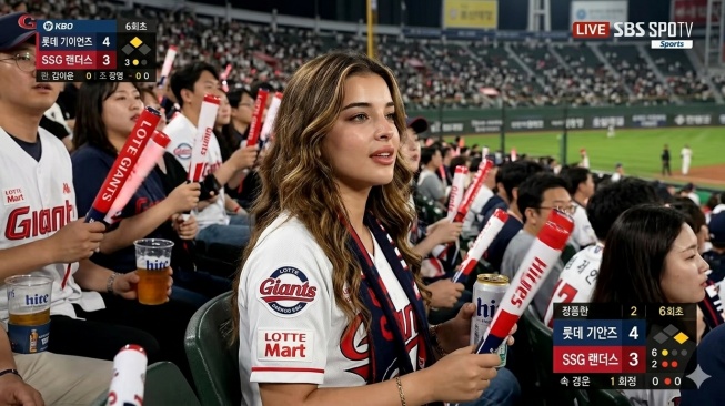 Prompt AI Edit Foto Ala Penonton Baseball KBO Korea yang Lagi Viral