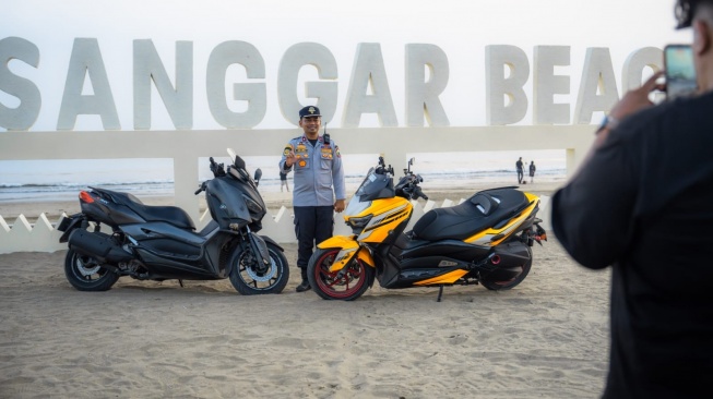 Saangar Beach sebagai salah satu destinasi dalam perjalanan touring MAXI Tour Boemi Nusantara Jakarta - Lampung yang berlangsung pada 8 Mei - 11 Mei 2026. (Foto: SUARA.COM/Manuel Jeghesta)