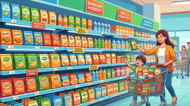 Ilustrasi supermarket atau mini market. [Gemini AI]
