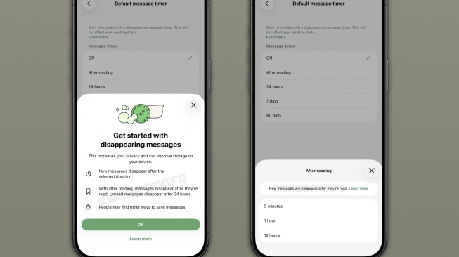 Fitur pesan menghilang setelah dilihat. [WABetaInfo] 