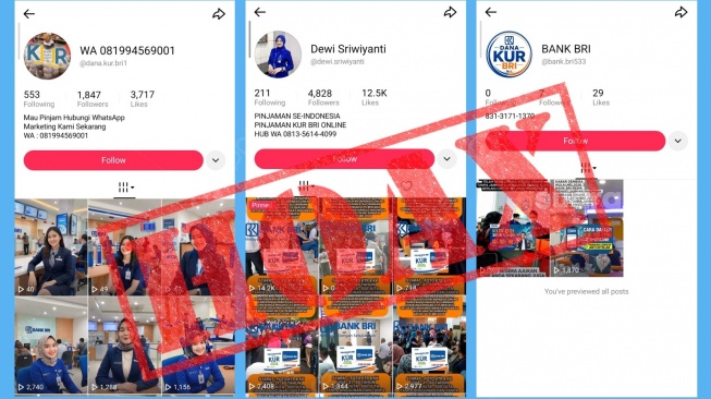 HOAKS Link KUR BRI di Tiktok dan Instagram, Ini Modus Pelaku Penipuan