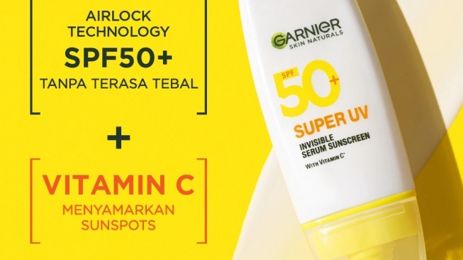 Garnier Super UV Invisible Serum Sunscreen SPF 50+ PA++++ (Shopee)