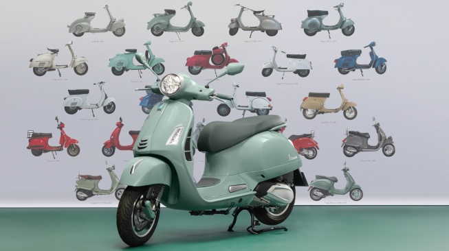 Vespa meluncurkan edisi terbatas Vespa 80th di Indonesia dengan warna hijau Verde Pastello ikonik dari tahun 1946 untuk model Primavera, Sprint, dan GTS. (Foto: Vespa)