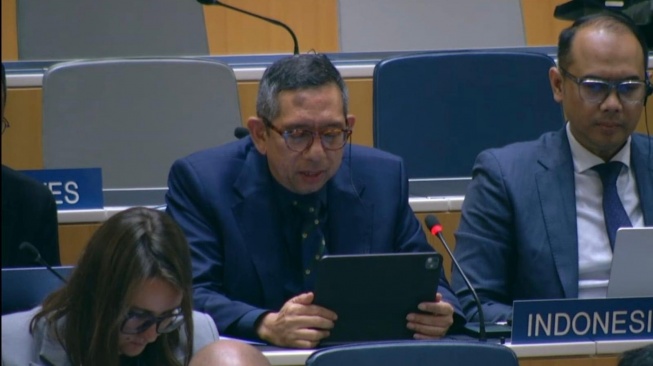 Direktur Jenderal Kekayaan Intelektual Kementerian Hukum, Hermansyah Siregar, di SSCR Jenewa, Swiss. (Dok: DJKI)