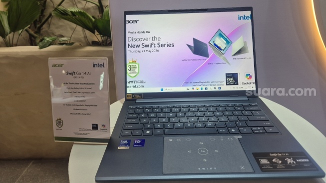 Acer Swift Go 14 AI, Jakarta, Kamis (21/5/2026). [Suara.com/Dythia]
