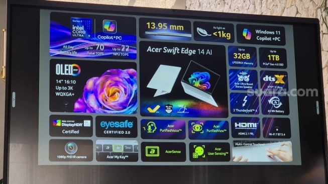 Acer Swift Edge 14 AI, Jakarta, Kamis (21/5/2026). [Suara.com/Dythia]
