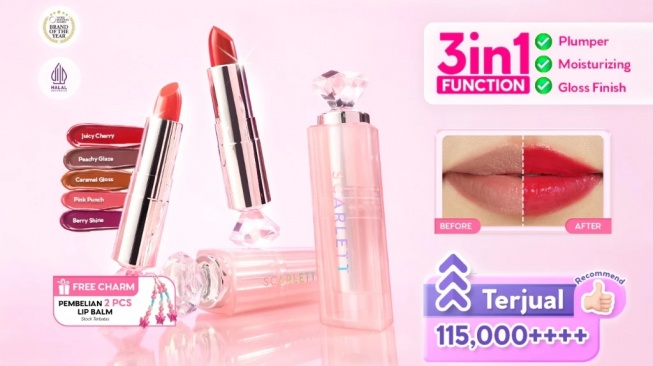 Scarlett Glass Glow Tinted Lip Balm SPF 50+ PA++++ (Shopee)
