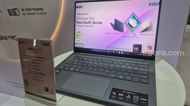 Acer Swift Air 14 AI, Jakarta, Kamis (21/5/2026). [Suara.com/Dythia]