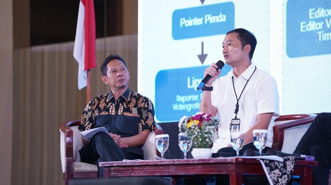 Kabag Humas dan Protokol Provinsi Jawa Tengah Dicky Adinurwanto memberikan pemaparan pada Sesi diskusi "Tata Kelola Komunikasi Digital Daerah" dalam gelaran Jateng Media Summit 2026 di Semarang, Jawa Tengah, Rabu (20/5/2026). [Dok Jateng Media Summit] 
