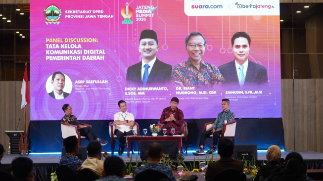 Sesi diskusi "Tata Kelola Komunikasi Digital Daerah" dalam gelaran Jateng Media Summit 2026 di Semarang, Jawa Tengah, Rabu (20/5/2026). [Dok Jateng Media Summit] 