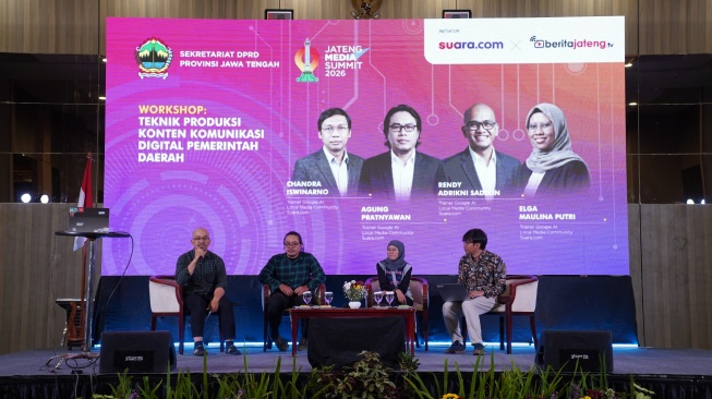 Sesi workshop "Teknik Produksi Konten Komunikasi Digital Pemerintah Daerah' dalam gelaran Jateng Media Summit 2026 di Semarang, Jawa Tengah, Rabu (20/5/2026). [Dok Jateng Media Summit] 