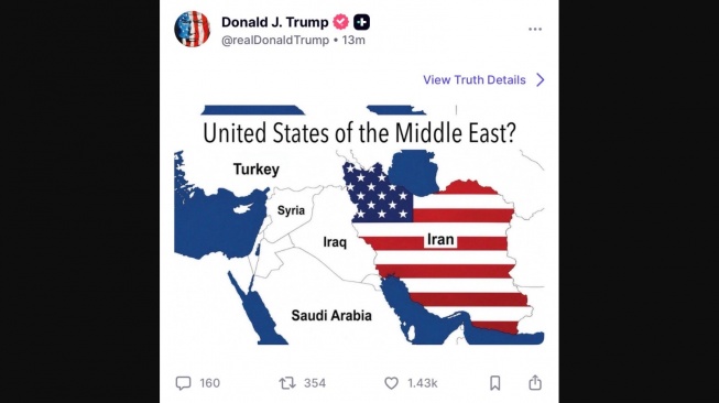Cuitan Donald Trump soal Iran. (X.com)