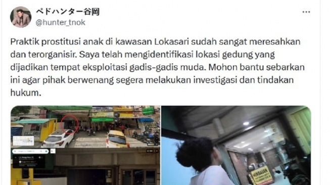 Viral sseorang warga negara asing (WNA) asal Jepang mengaku ditawari layanan prostitusi anak di kawasan Lokasari, Tamansari, Jakarta Barat.