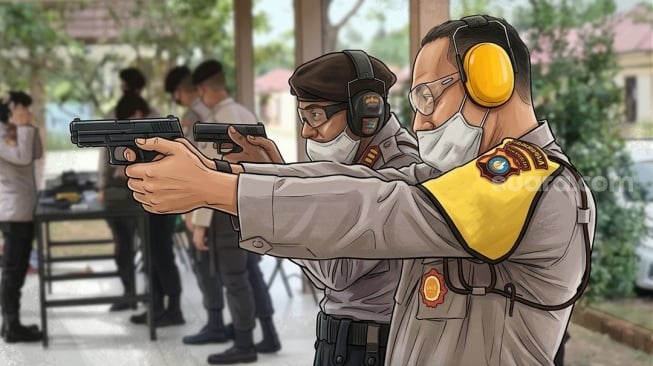 Ilustrasi polisi menembak. (Dok. Suara.com)