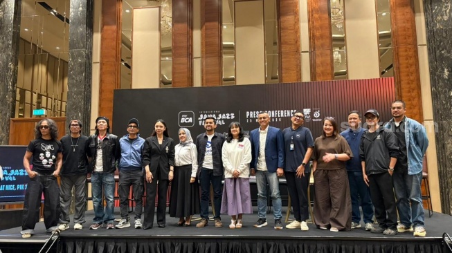 Slank saat hadir di konferensi pers Java Jazz Festival 2026 di kawasan PIK, Tangerang pada Senin, 25 Mei 2026. [Suara.com/Tiara Rosana]