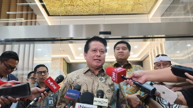 Direktur Utama Bank Rakyat Indonesia (BRI), Hery Gunardi dalam Agenda Pembahasan KUR Perumahan, Rumah Subsidi Tapak, Rumah Subsidi Rusun, dan Kota Baru Satelit yang berlangsung di Kawasan Sentra BRI, Jakarta (25/5/2026). (Suara.com/Mohammad Rhadzaki Ramadhan)