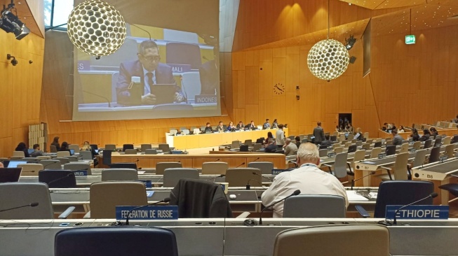 Dukungan internasional terhadap proposal Indonesia mengenai tata kelola royalti digital terus menguat dalam Sidang Tetap Komite Hak Cipta dan Hak Terkait (Standing Committee on Copyright and Related Rights/SCCR) di World Intellectual Property Organization (WIPO), Jenewa, Swiss. (Dok: DJKI)