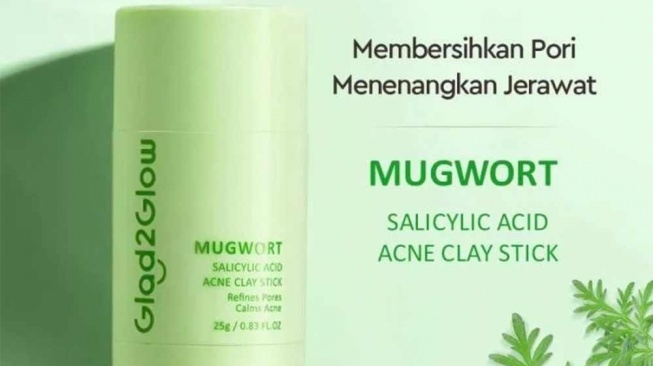 Glad2Glow Mugwort Salicylic Acid Acne Clay Stick (Indomaret)