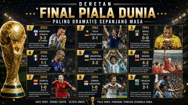 Pantang Dilupakan! Ini 9 Final Piala Dunia Paling Dramatis Sepanjang Masa