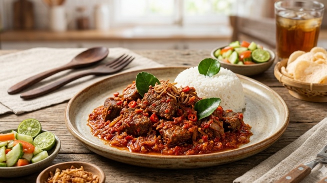 Ilustrasi Daging Sapi Balado (Gemini AI)