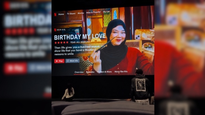 Keren, Viral Pria Sukses Beri Kejutan Ultah Pakai Template Netflix di Bioskop