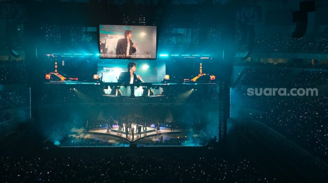 Kehadiran Jerry Yan dalam konser FForever di Indonesai Arena, Jakarta pada Jumat (29/5/2026) malam begitu dielu-elukan penggemarnya. [Rena Pangesti/Suara.com]