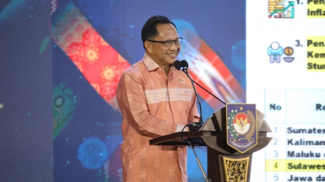 Mendagri Muhammad Tito Karnavian dalam Apresiasi Pemerintah Daerah Berprestasi Tahun 2026 Regional Sulawesi di Hotel Claro, Kota Kendari, Sulawesi Tenggara (Sultra), Jumat (29/5/2026). (Dok: Kemendagri)