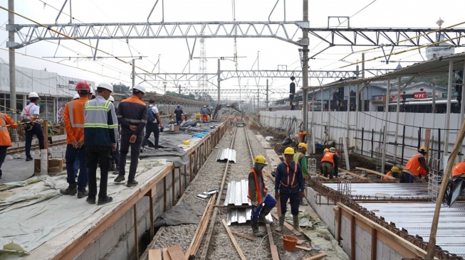 Prgres Pengembangan Stasiun Bogor dan Bogor Paledang di Stasiun Bogor pada Senin (1/6/2026). [handout]