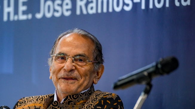 Presiden Timor Leste Jose Ramos-Horta menjadi pembicara pada kuliah di ERIA School of Government, Jakarta, Selasa (2/6/2026). [ANTARA FOTO/Hafidz Mubarak A/tom]