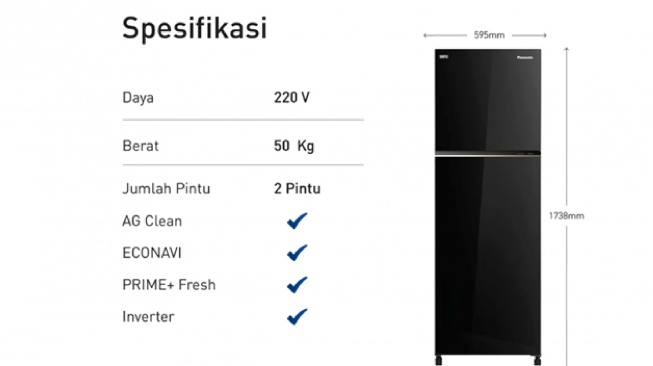Panasonic NR-BB252Q-PK Kulkas 2 Pintu (shopee)