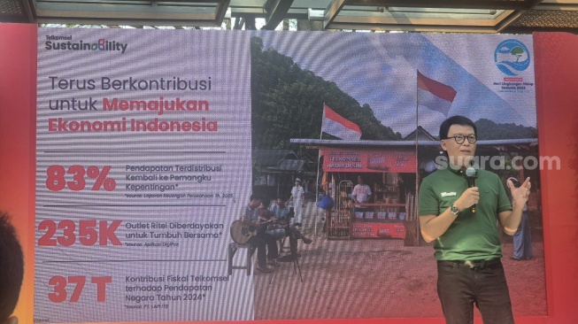 Direktur Utama Telkomsel, Nugroho dalam acara Telkomsel Impact in 2025, Jakarta, Jumat (5/6/2026). [Suara.com/Dythia]