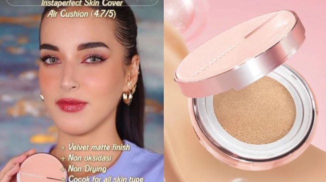 Cushion minim oksidasi versi Tasya Farasya. (Kolase TikTok dan Shopee Instaperfect)