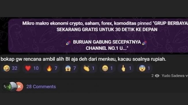 Chat diduga dari Yudo Sadewa [Ist]
