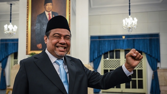Penasihat Khusus Presiden bidang Ketenagakerjaan dan Kesejahteraan Buruh Said Iqbal berpose usai dilantik Presiden Prabowo Subianto di Istana Negara, Jakarta, Senin (8/6/2026). [ANTARA FOTO/Bayu Pratama S/hma/YU]