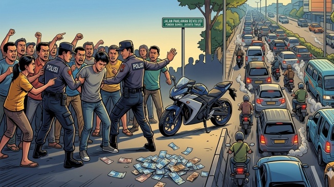 Bak Film Laga! Penipu di Duren Sawit Dikejar-kejar Massa usai COD Motor Pakai Uang Palsu Rp12 Juta