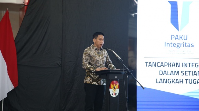 Wamendagri Akhmad Wiyagus acara PAKU Integritas Tahun 2026 bertema “Tancapkan Integritas dalam Setiap Langkah Tugas” di Gedung Graha Makarti Bhakti Nagari, Pusat Pendidikan dan Pelatihan Lembaga Administrasi Negara (LAN), Jakarta, Kamis (11/6/2026). (Dok: Kemendagri)