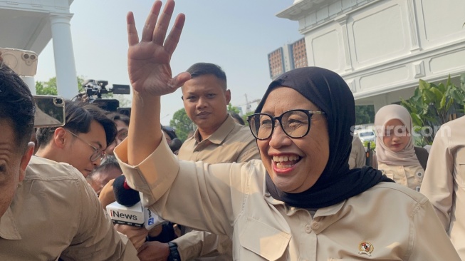 Nanik S Deyang bawa kabar gembira ke Istana, lapor efisiensi anggaran BGN ke Prabowo. (Suara.com/Novian)