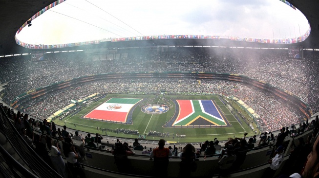 Suasana jelang laga pembuka Grup A Piala Dunia 2026 antara Tim Nasional Meksiko melawan Tim Nasional Afrika Selatan di Stadion Azteca, Mexico City, Meksiko, Kamis (11/6/2026). [ANTARA FOTO/Aditya Pradana Putra/sgd]