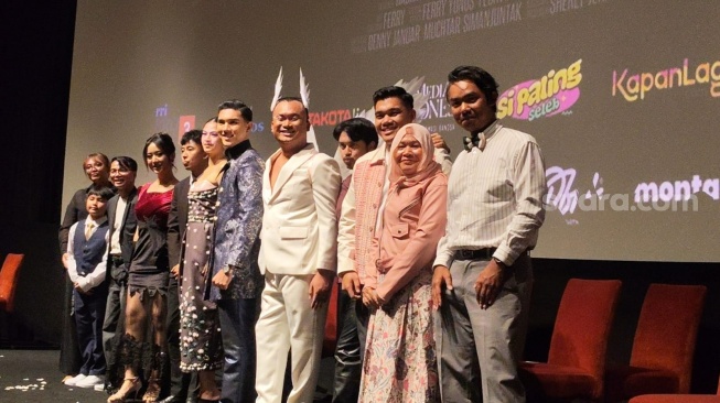 Konferensi pers film Dukun Magang yang dibintangi Hana Saraswati, Jefan Nathanio, Mamang Osa hingga Dodit Mulyanto di Epicentrum, Jakarta Selatan pada Sabtu, 13 Juni 2026. [Suara.com/Rena Pangesti]