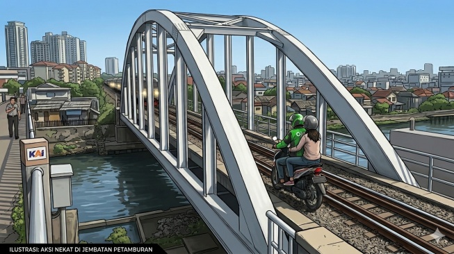 Viral Ojol Terobos Jembatan Rel Kereta di Petamburan, KAI Murka: Kami akan Lapor Aparat!